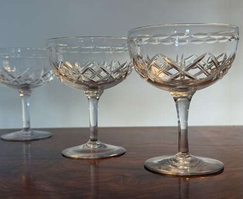 4 Edwardian Champagne Glasses