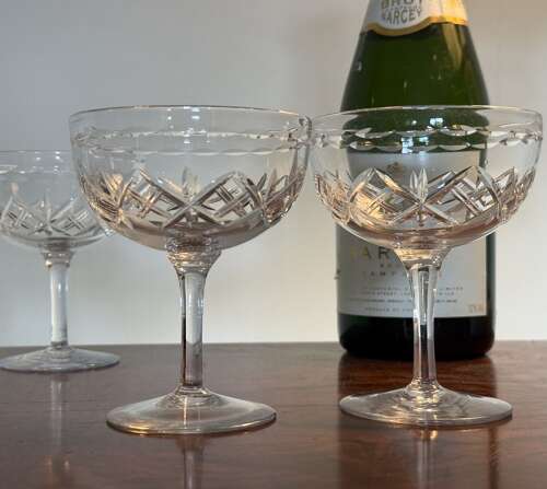 4 Edwardian Champagne Glasses