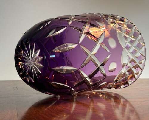 Val Saint Lambert Amethyst Sleeve Vase Mid Century