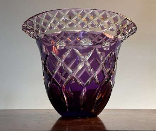 Val Saint Lambert Amethyst Sleeve Vase Mid Century