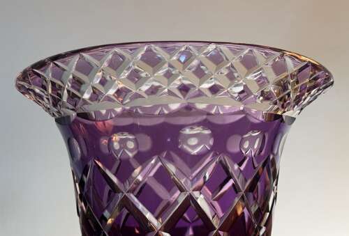 Val Saint Lambert Amethyst Sleeve Vase Mid Century