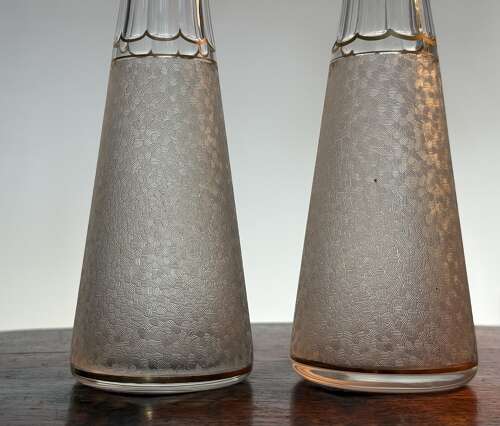 Pair of St Louis Crystal Nelly Gilded Liqueur Decanters Belle Epoque