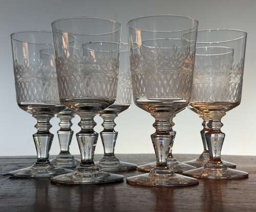 12 large Wine Glasses by Val Saint Lambert to an 1880 Baccarat design
