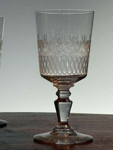12 large Wine Glasses by Val Saint Lambert to an 1880 Baccarat design
