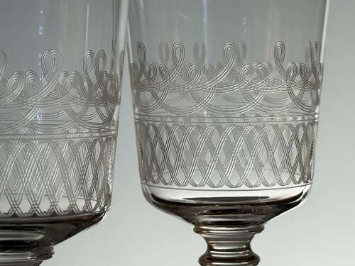 12 large Wine Glasses by Val Saint Lambert to an 1880 Baccarat design