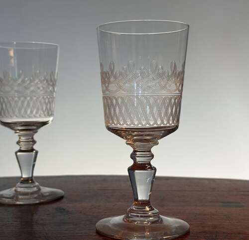 12 large Wine Glasses by Val Saint Lambert to an 1880 Baccarat design