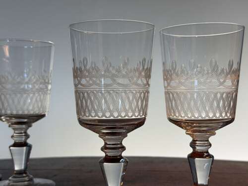 12 large Wine Glasses by Val Saint Lambert to an 1880 Baccarat design