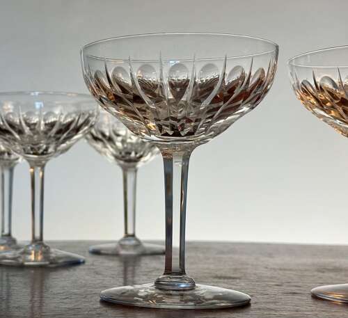 12 Val Saint Lambert Crystal Zermatt Champagne Glasses
