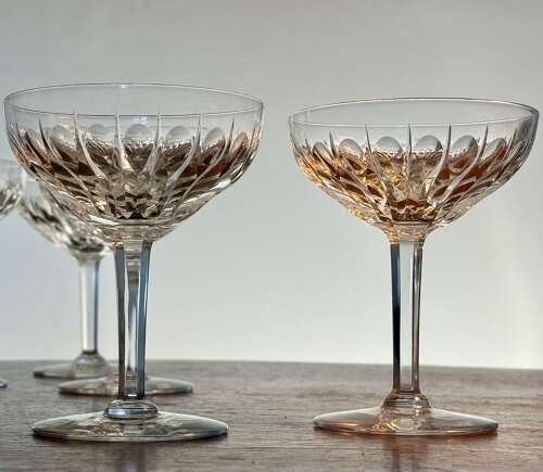 12 Val Saint Lambert Crystal Zermatt Champagne Glasses