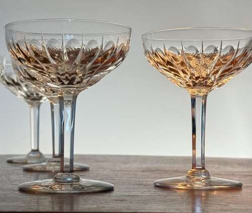 12 Val Saint Lambert Crystal Zermatt Champagne Glasses