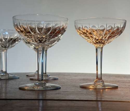 12 Val Saint Lambert Crystal Zermatt Champagne Glasses