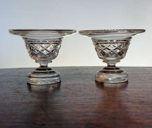 2 Crystal Salt Cellars by F Stuart & Sons c1910