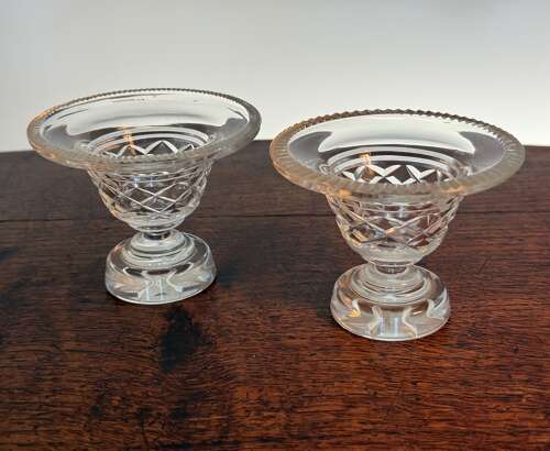 2 Crystal Salt Cellars by F Stuart & Sons c1910