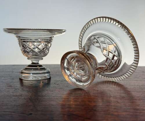 2 Crystal Salt Cellars by F Stuart & Sons c1910