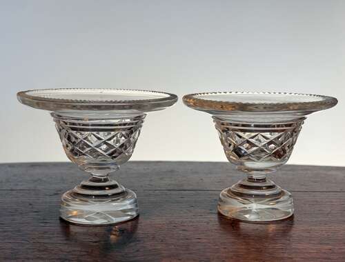 2 Crystal Salt Cellars by F Stuart & Sons c1910