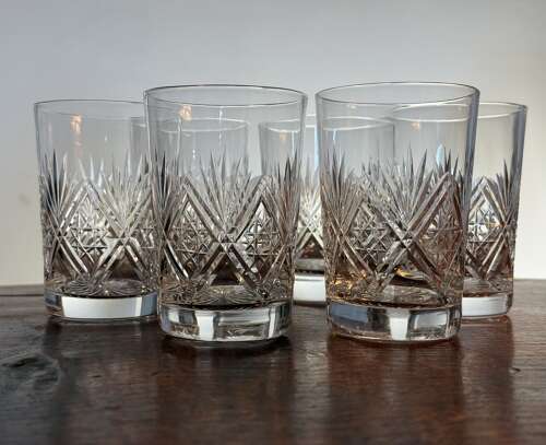 6 Thomas Webb St Andrews Water Glasses 8oz