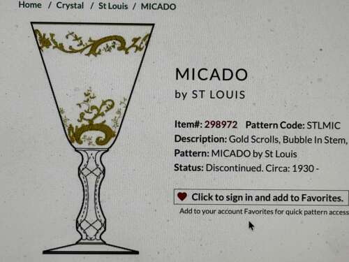 4 St Louis Crystal Green and etched Hock Glasses c 1920