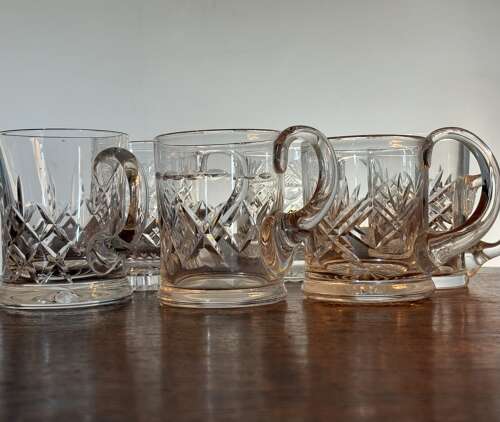 6 x ½ Pint Crystal Beer Mugs from Stourbridge c 1930s